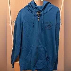 Oakley Men’s Zip Up Sweatshirt Hoodie (Blue) (XL)